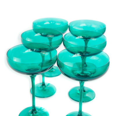Estelle Colored Champagne Coupe Stemware - Set of 6 {Emerald Green}