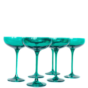 Estelle Colored Champagne Coupe Stemware - Set of 6 {Emerald Green}