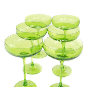 Estelle Colored Champagne Coupe Stemware - Set of 6 {Forest Green}