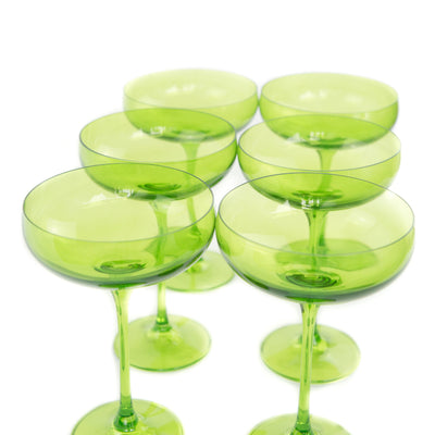Estelle Colored Champagne Coupe Stemware - Set of 6 {Forest Green}