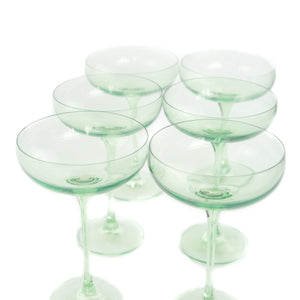 Estelle Colored Champagne Coupe Stemware - Set of 6 {Mint Green}