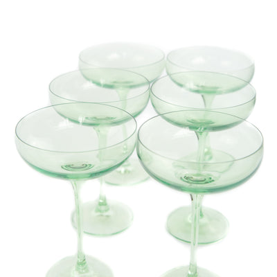Estelle Colored Champagne Coupe Stemware - Set of 6 {Mint Green}