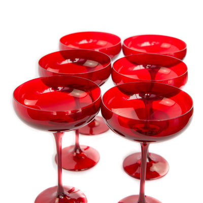 Estelle Colored Champagne Coupe Stemware - Set of 6 {Red}