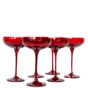 Estelle Colored Champagne Coupe Stemware - Set of 6 {Red}