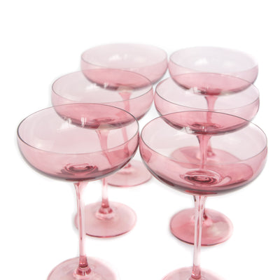 Estelle Colored Champagne Coupe Stemware - Set of 6 {Rose}