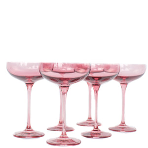 Estelle Colored Champagne Coupe Stemware - Set of 6 {Rose}