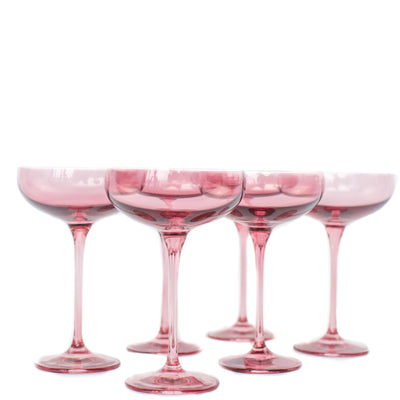Estelle Colored Champagne Coupe Stemware - Set of 6 {Rose}