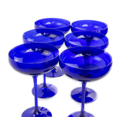 Estelle Colored Champagne Coupe Stemware - Set of 6 {Royal Blue}