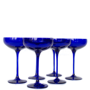 Estelle Colored Champagne Coupe Stemware - Set of 6 {Royal Blue}
