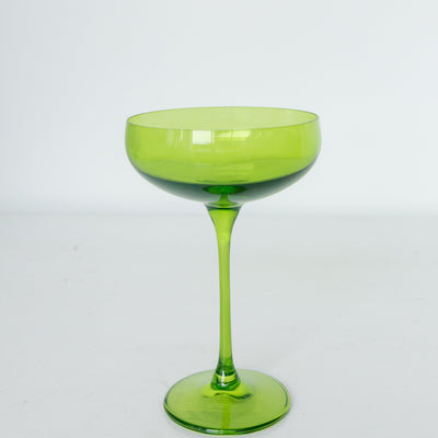 Estelle Colored Champagne Coupe Stemware - Set of 6 {Forest Green}