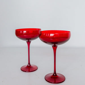 Estelle Colored Champagne Coupe Stemware - Set of 2 {Red}