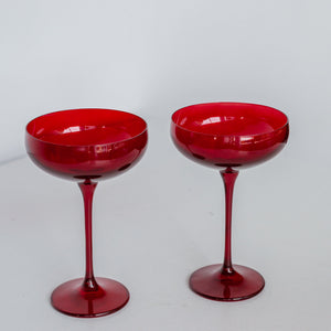 Estelle Colored Champagne Coupe Stemware - Set of 2 {Red}
