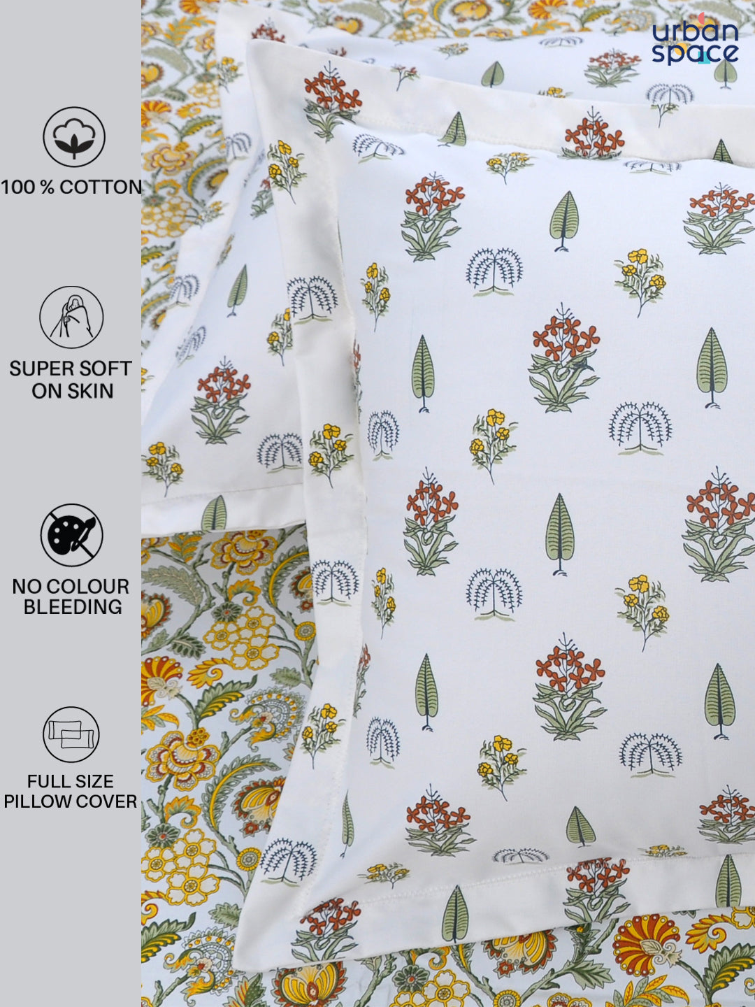 Fitted King Size Cotton Bedsheet - Creeper Mustard