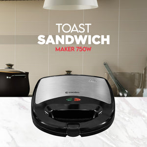 Crunch Sandwich Toaster, 750 W with 4 Slice Non-Stick Toast  (Black & Silver)