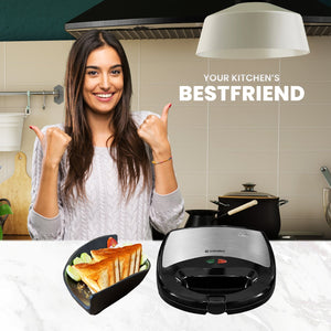 Crunch Sandwich Toaster, 750 W with 4 Slice Non-Stick Toast  (Black & Silver)
