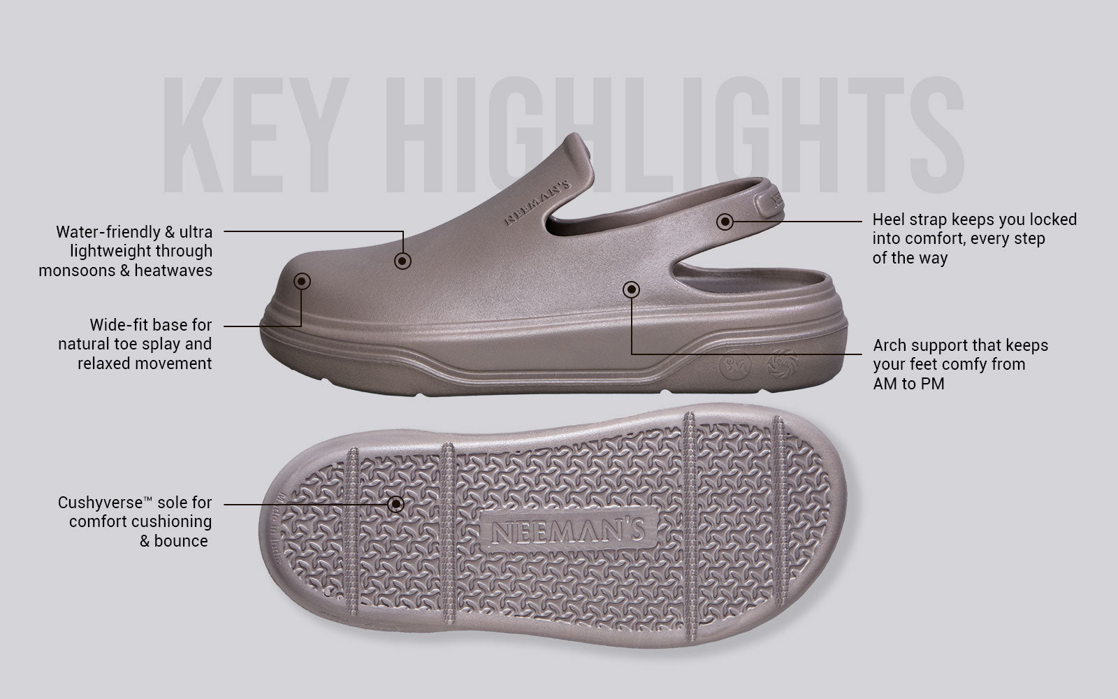 Cushers Clogs For Women : Goat Grey