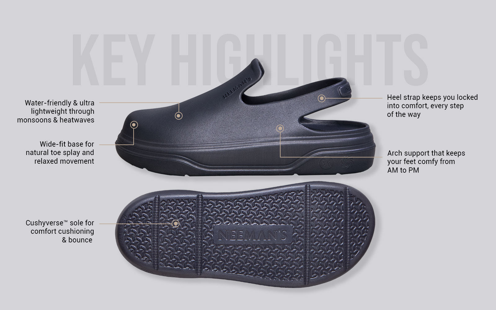 Cushers Clogs For Men : Dark Grey