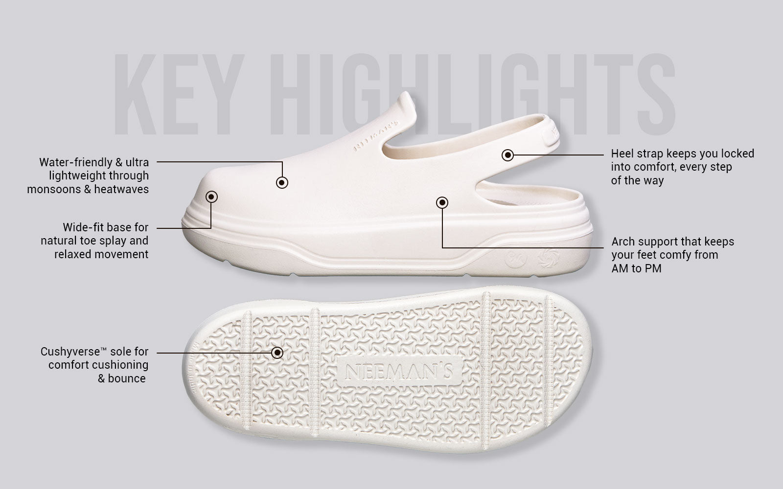 Cushers Clogs For Men : Ivory White