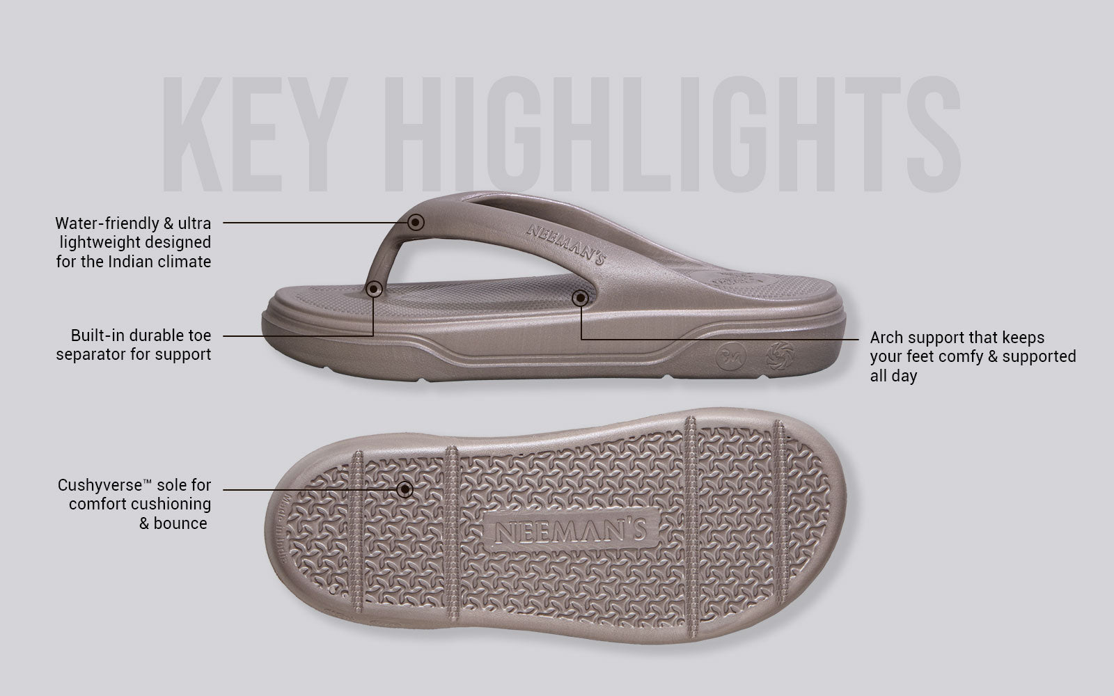 Cushers Flips For Men : Goat Grey