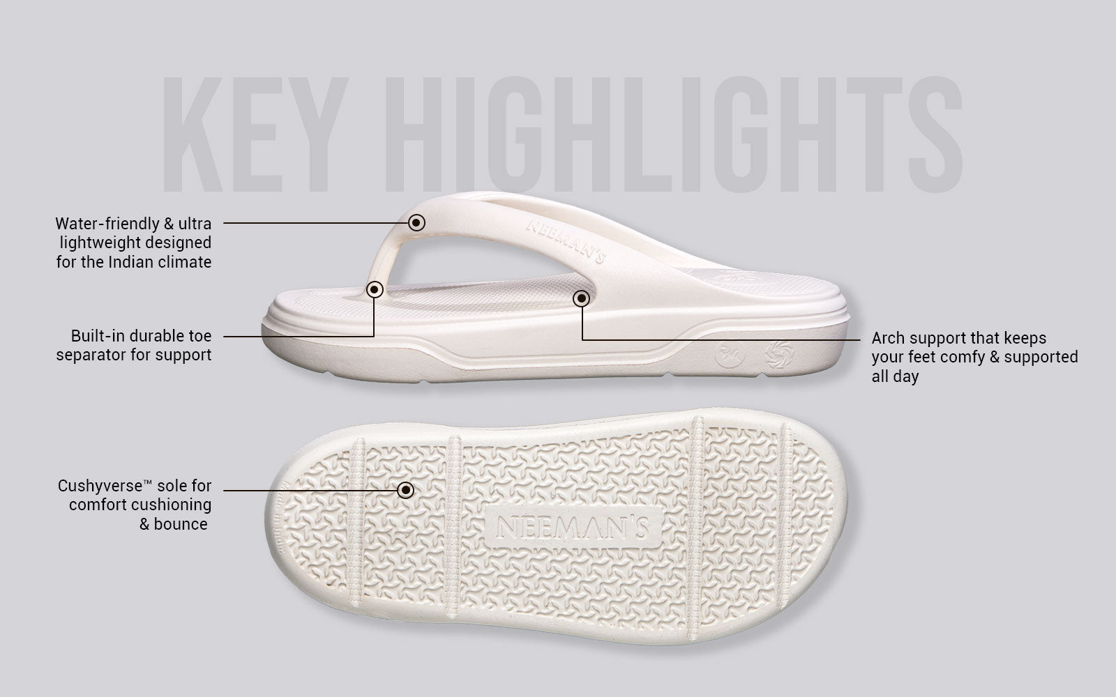 Cushers Flips For Men : Ivory White