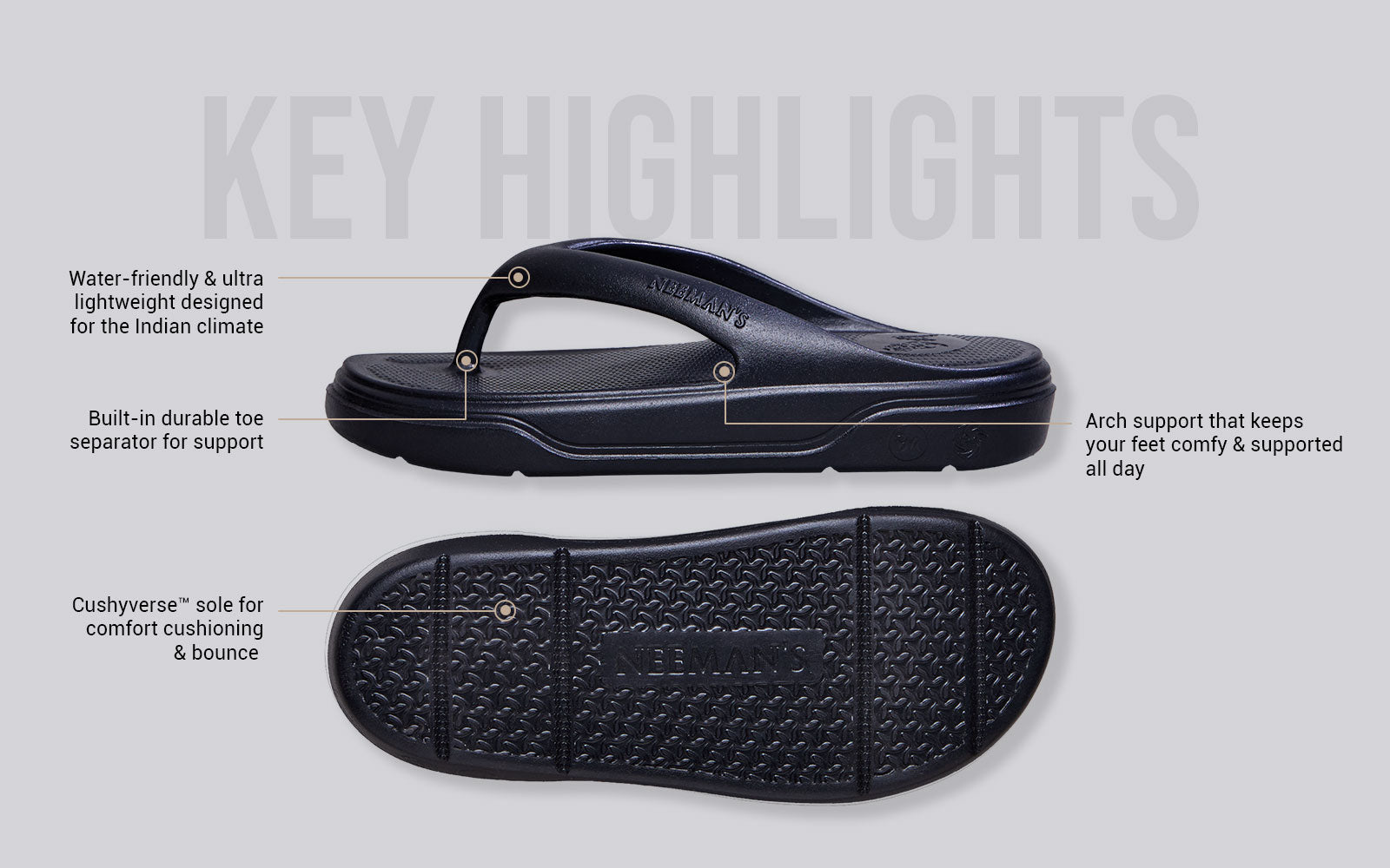 Cushers Flips For Men : Black