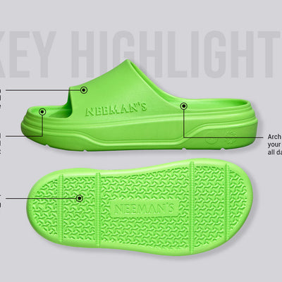 Cushers Slides For Men : Neon Green