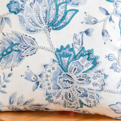 Icy Flora Cushion Cover With Bead Embellishments 40x40 cm