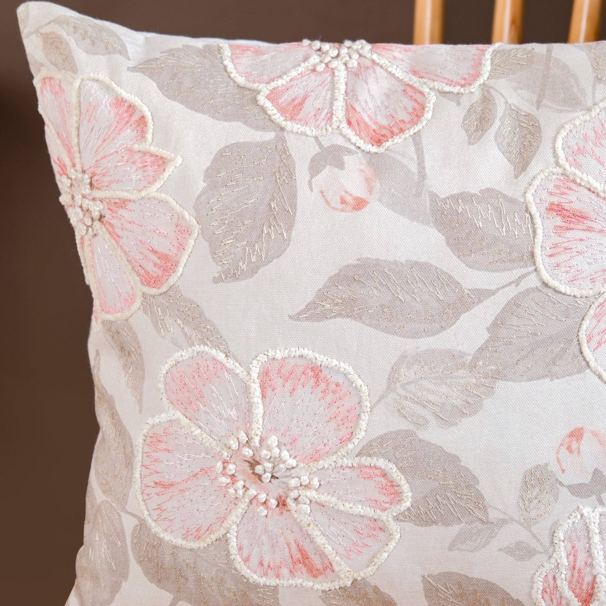Soft Floralcore Embroidered Cushion Cover 40x40 cm