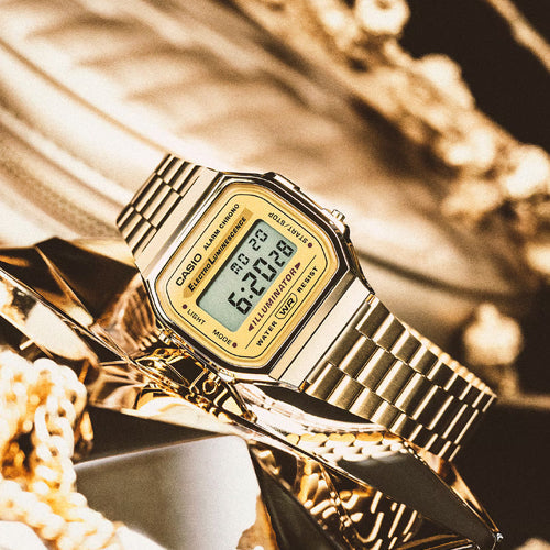Casio Vintage Gold Dial Unisex 36.3mm D169 A168WG-9W