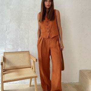 Hodor Statement Linen Vest Suit with Pants