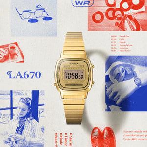 Casio Vintage Gold Dial Men 24.6mm D343 LA670WGA-9