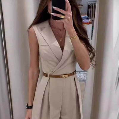Vaco Statement Romper with belt