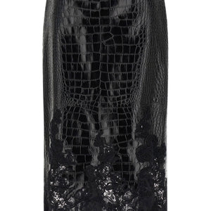 Ermanno Scervino Coconut Print Sheath Skirt With Lace