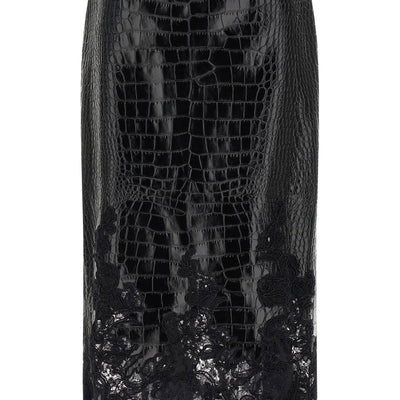 Ermanno Scervino Coconut Print Sheath Skirt With Lace