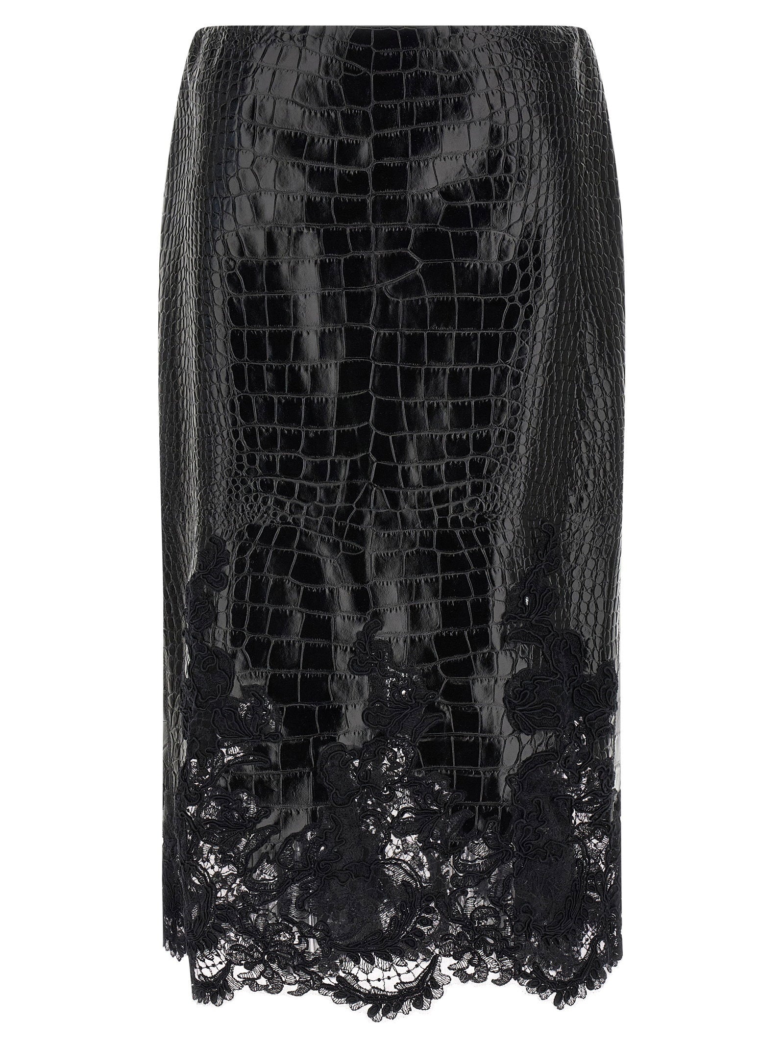 Ermanno Scervino Coconut Print Sheath Skirt With Lace