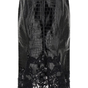 Ermanno Scervino Coconut Print Sheath Skirt With Lace