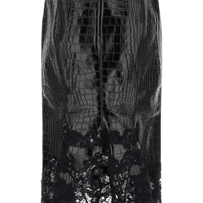 Ermanno Scervino Coconut Print Sheath Skirt With Lace