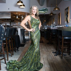 Sequin Fitted One Shoulder Gown by Jovani 24031