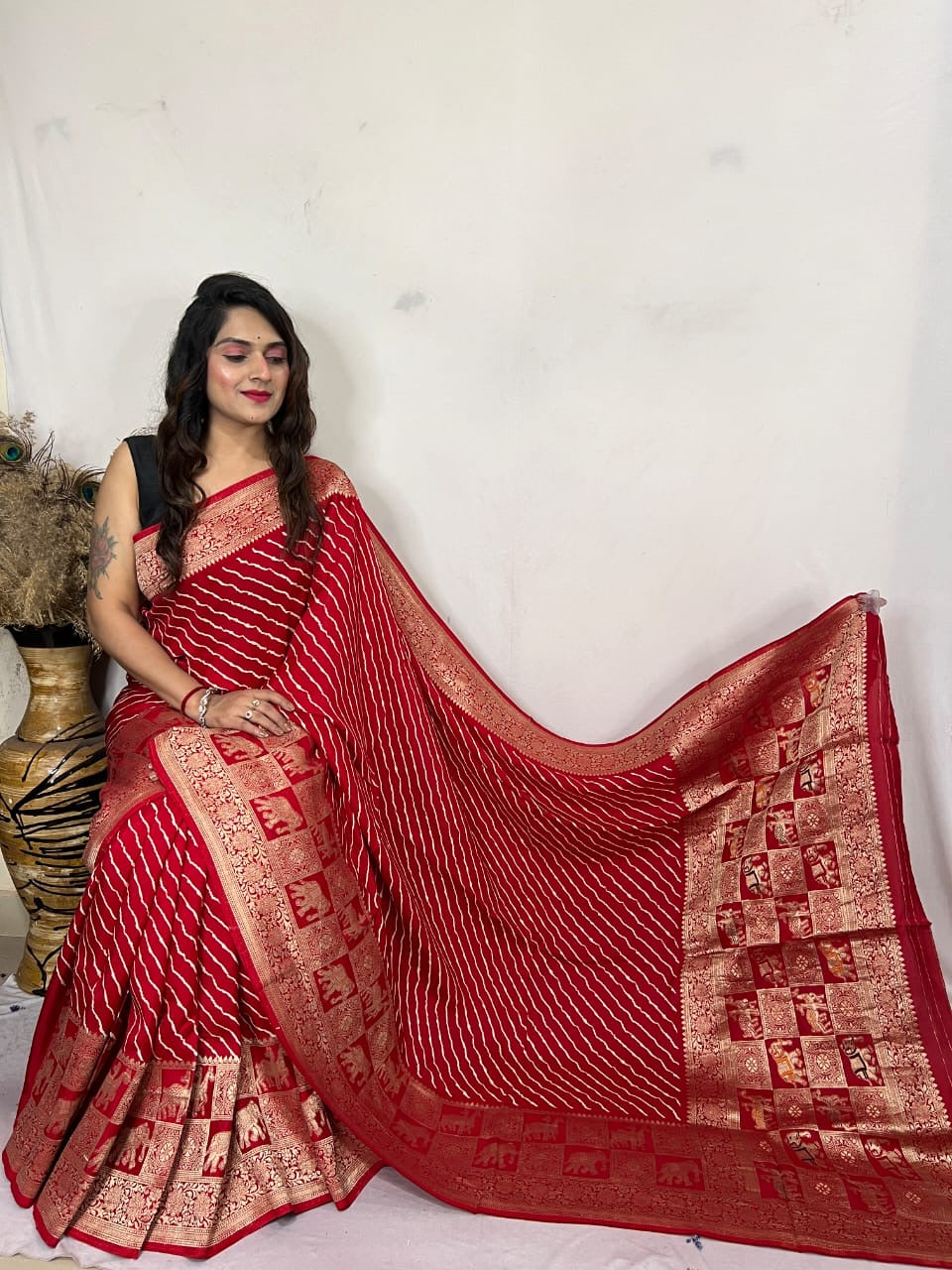 Modal Silk Leheriya Print Saree