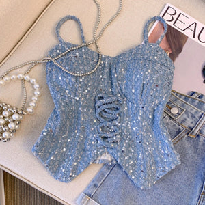 Bodor Statement Vest Tops in Blue