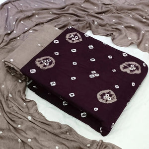 Dual Contrast Tye and Dye Bandhani Material (Unstitched)