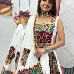 Pure Cotton White Concept Navratri Special Chaniya Choli