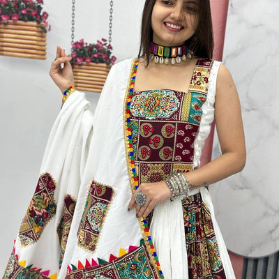 Pure Cotton White Concept Navratri Special Chaniya Choli