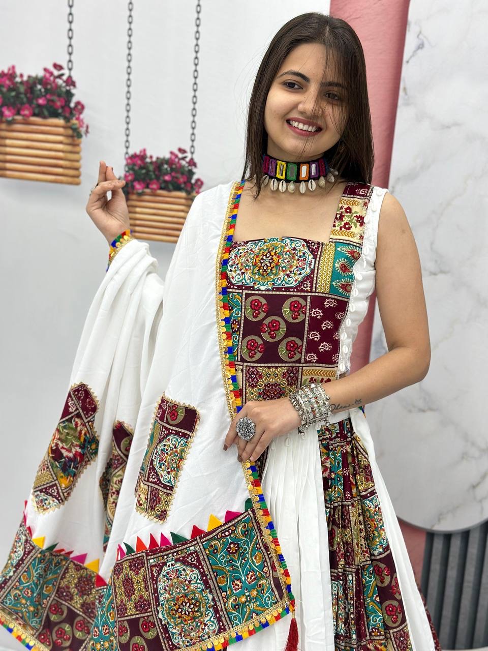 Pure Cotton White Concept Navratri Special Chaniya Choli