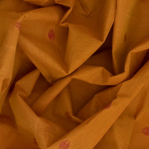 Mustard Handloom Dhakai Cotton Saree With Floral Pallu-Mustard