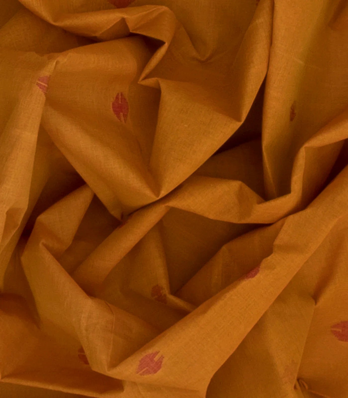 Mustard Handloom Dhakai Cotton Saree With Floral Pallu-Mustard