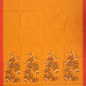 Turmeric Yellow Handloom Dhakai Cotton Saree With Coin Motifs-Turmeric Yellow