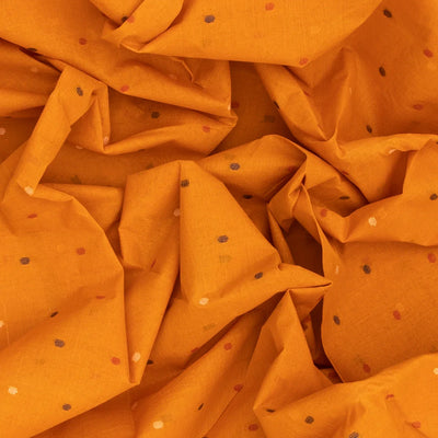 Turmeric Yellow Handloom Dhakai Cotton Saree With Coin Motifs-Turmeric Yellow