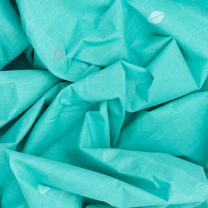 Turquoise Handloom Dhakai Cotton Saree With Buttas-Turquoise