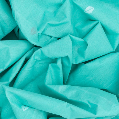 Turquoise Handloom Dhakai Cotton Saree With Buttas-Turquoise
